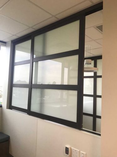 sliding door in a medical office space 