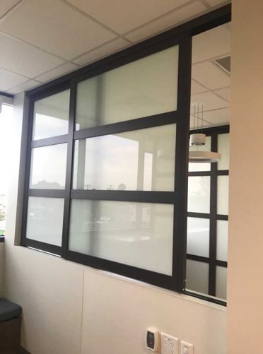 sliding door in a medical office space