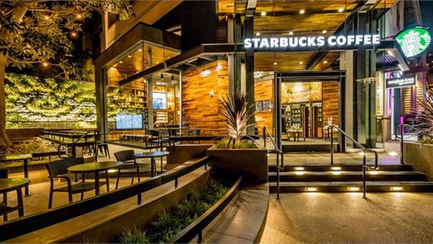 modernized starbucks locations with glass doors