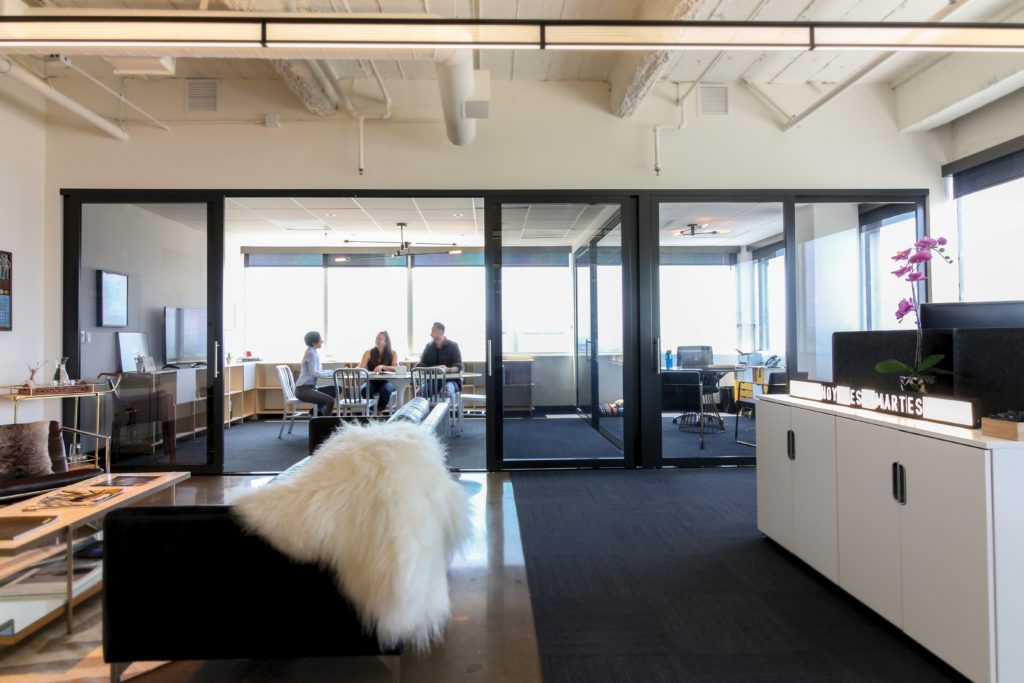 glass sliding door in an office setting 