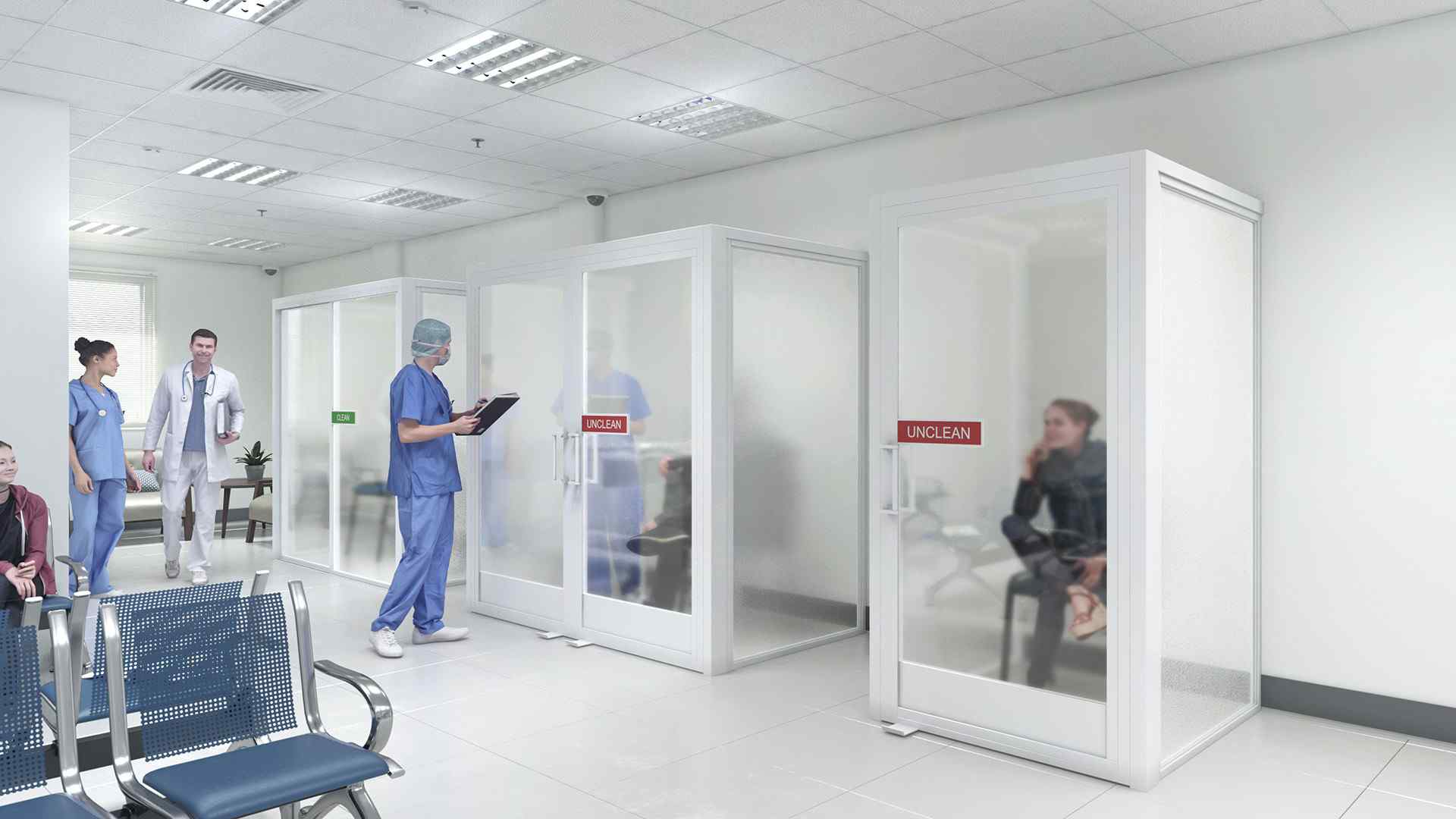 Medical waiting room space dividers