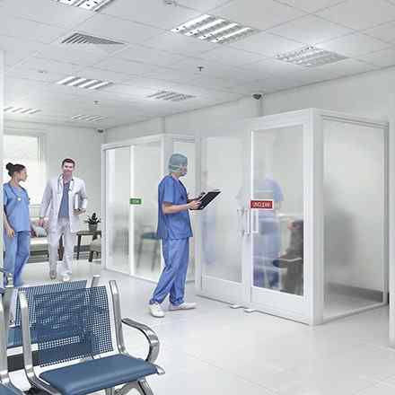 health care meeting room glass space dividers