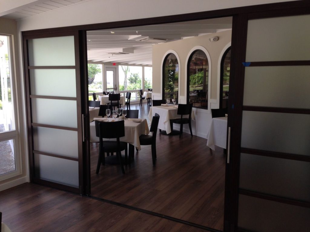Interior Sliding Door Room Dividers in a High Class Restaurant