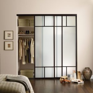 Bedroom closet frosted sliding doors