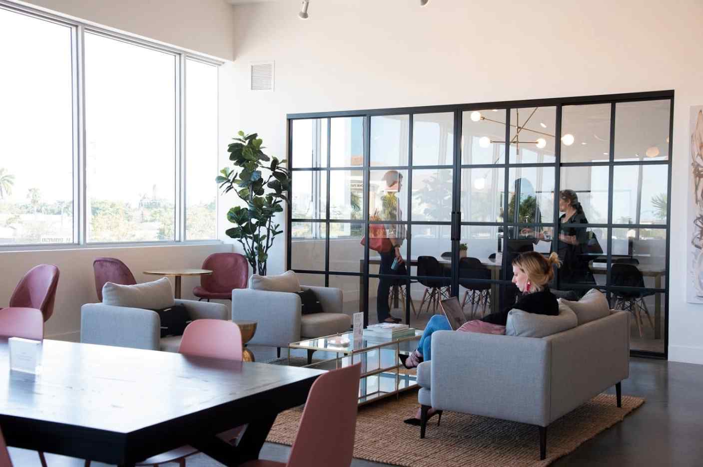 conference meeting room with clear sliding glass doors