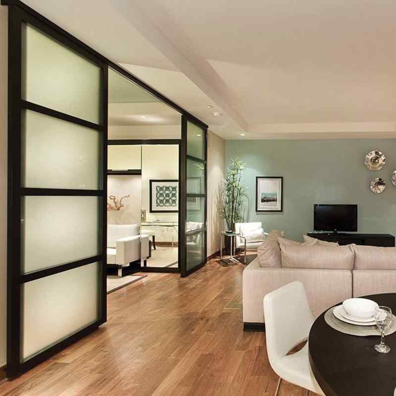 hotel living room den wall slide suspended glass door room divider