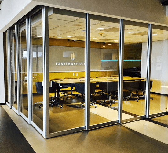 office meeting room with glass walls
