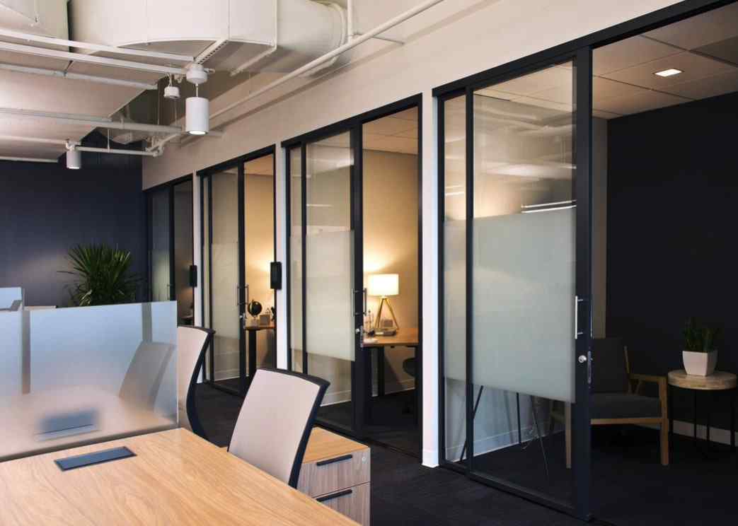 office privacy phone booths with glass wall and glass sliding bypass door