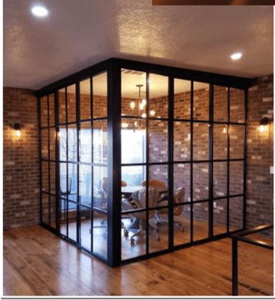 office partition in a corner of a room