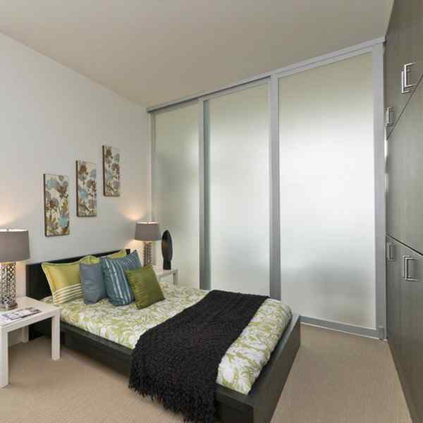 room divider bedroom guest master condo three panel frosted