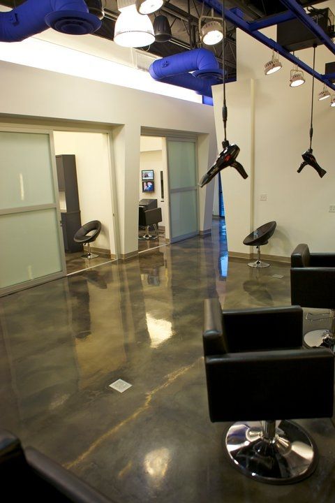salon with sliding door entries